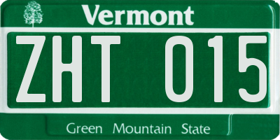 VT license plate ZHT015