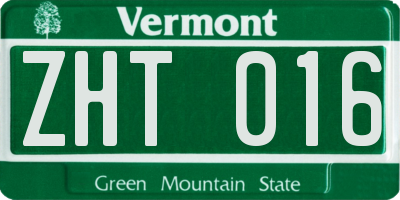 VT license plate ZHT016
