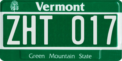 VT license plate ZHT017