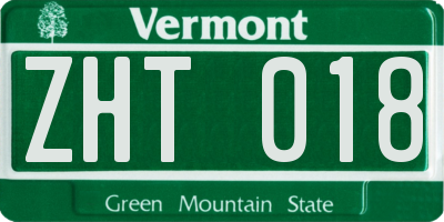 VT license plate ZHT018