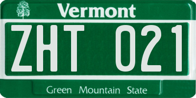 VT license plate ZHT021