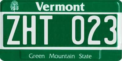 VT license plate ZHT023