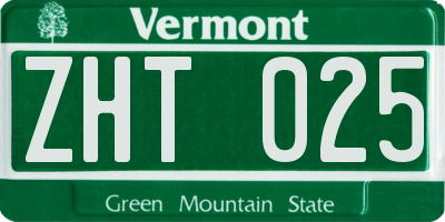 VT license plate ZHT025