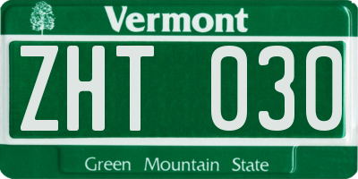 VT license plate ZHT030