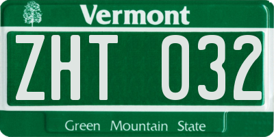 VT license plate ZHT032