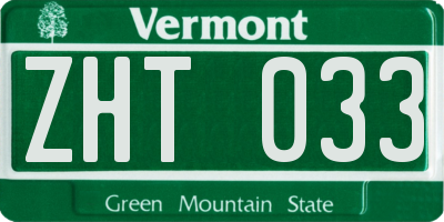 VT license plate ZHT033