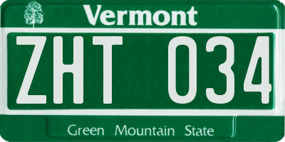 VT license plate ZHT034