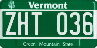 VT license plate ZHT036
