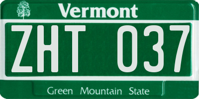 VT license plate ZHT037