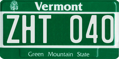VT license plate ZHT040