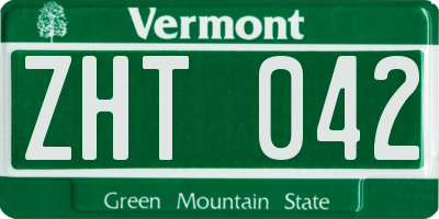 VT license plate ZHT042