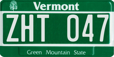 VT license plate ZHT047