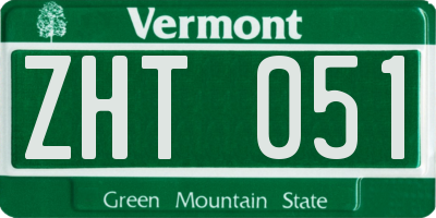 VT license plate ZHT051