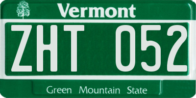 VT license plate ZHT052