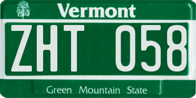 VT license plate ZHT058
