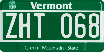 VT license plate ZHT068