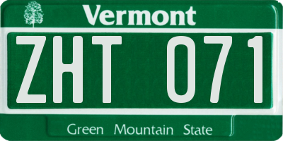 VT license plate ZHT071