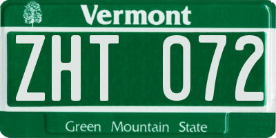 VT license plate ZHT072