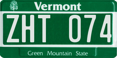 VT license plate ZHT074