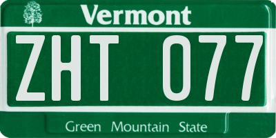 VT license plate ZHT077