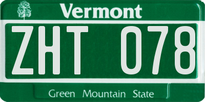 VT license plate ZHT078