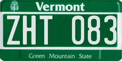 VT license plate ZHT083