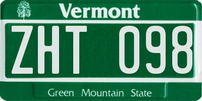 VT license plate ZHT098