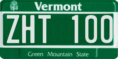 VT license plate ZHT100