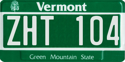 VT license plate ZHT104