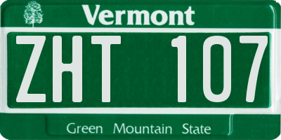 VT license plate ZHT107