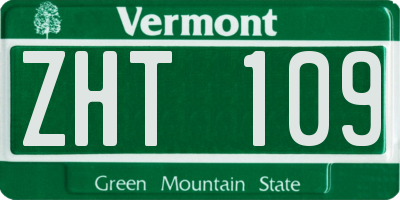 VT license plate ZHT109