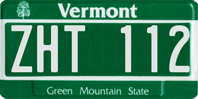 VT license plate ZHT112