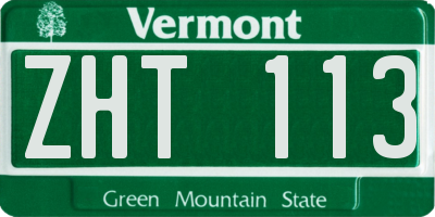 VT license plate ZHT113