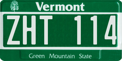 VT license plate ZHT114
