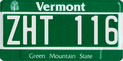 VT license plate ZHT116