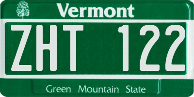 VT license plate ZHT122