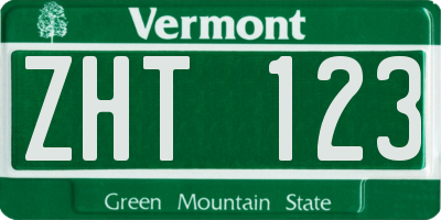 VT license plate ZHT123