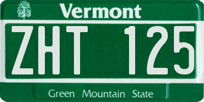 VT license plate ZHT125