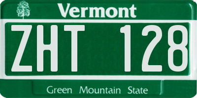 VT license plate ZHT128