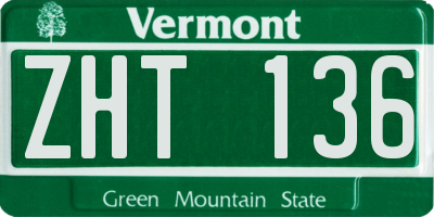 VT license plate ZHT136