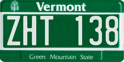 VT license plate ZHT138