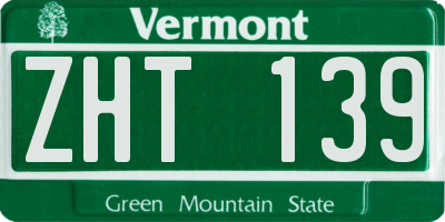 VT license plate ZHT139