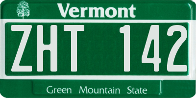 VT license plate ZHT142