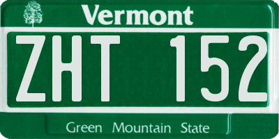VT license plate ZHT152
