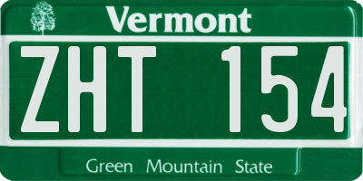 VT license plate ZHT154