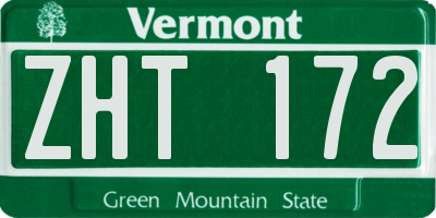 VT license plate ZHT172