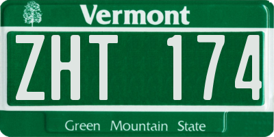VT license plate ZHT174