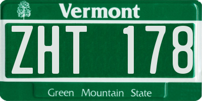 VT license plate ZHT178