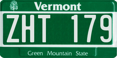 VT license plate ZHT179