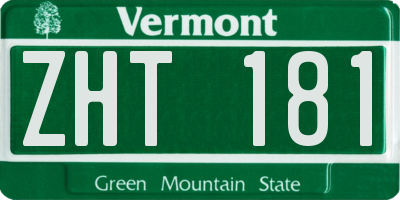 VT license plate ZHT181